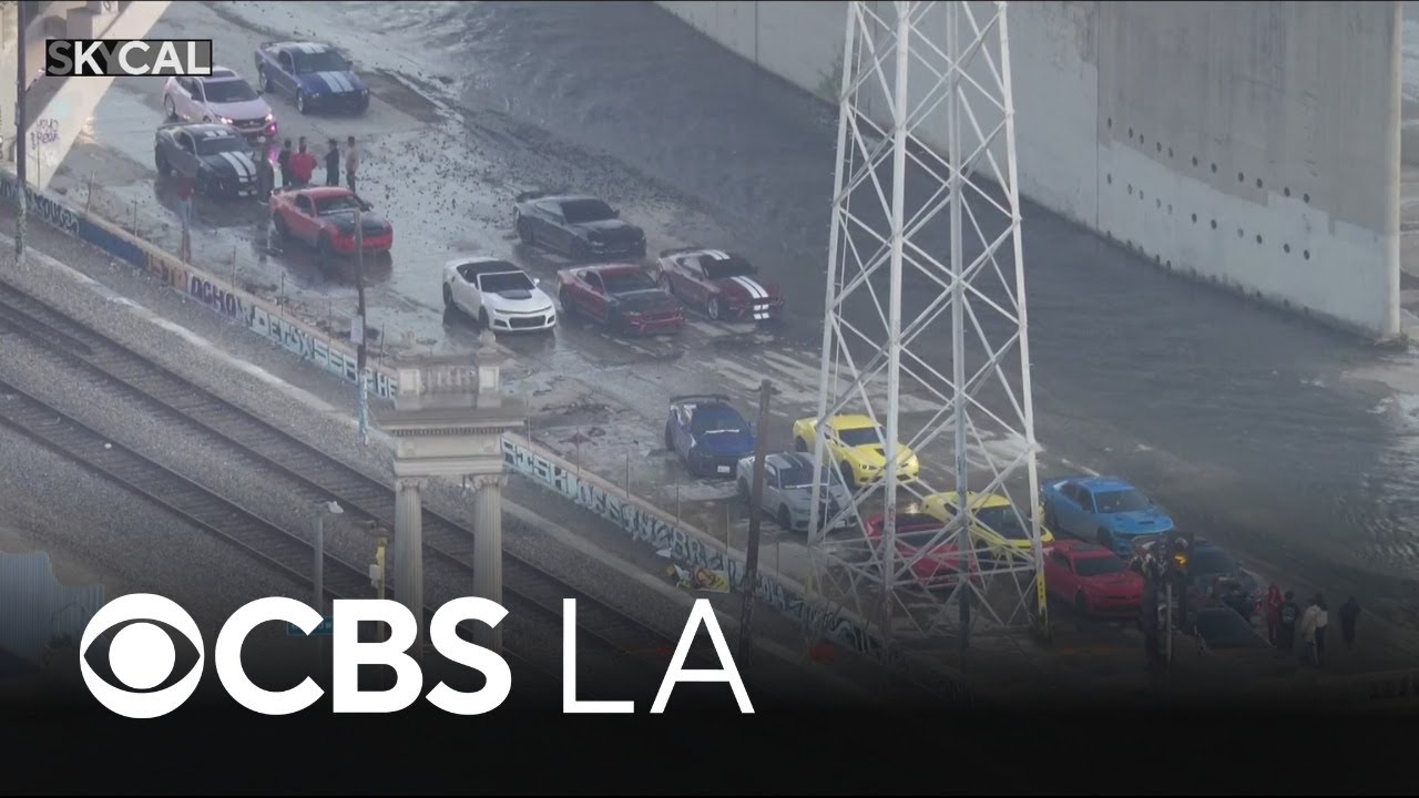 Dozens of sports cars towed from LA River in Cypress Park