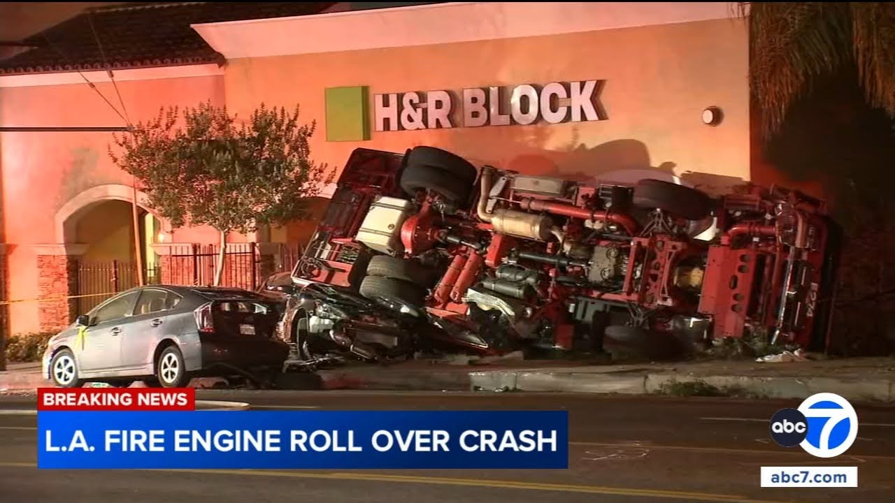 2 LAFD firefighters injured after fire engine crash caught on video