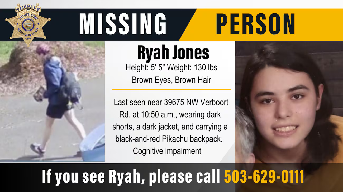 Authorities say Ryah Jones was last seen Monday, March 30 shortly before 11 a.m.