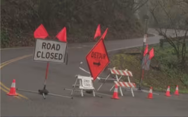 Landslides and sinkhole force multiple road closures across Portland after heavy rain