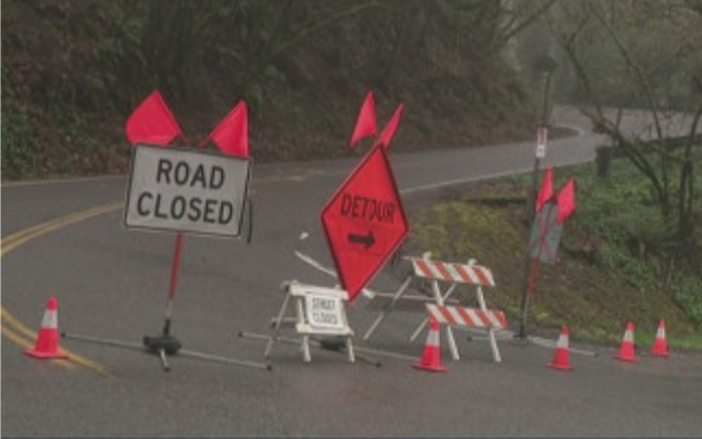 Landslides and sinkhole force multiple road closures across Portland after heavy rain