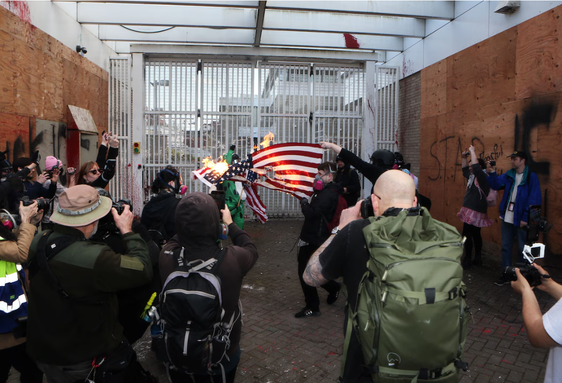 Three Arrested After Vandalism Reported at Portland ICE Facility During Protest