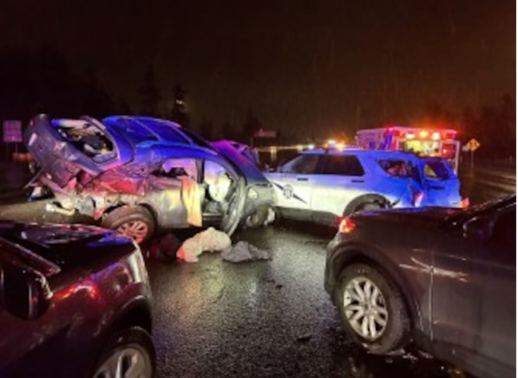Fleeing driver crashes into state trooper’s patrol car on Vancouver freeway, injuring two
